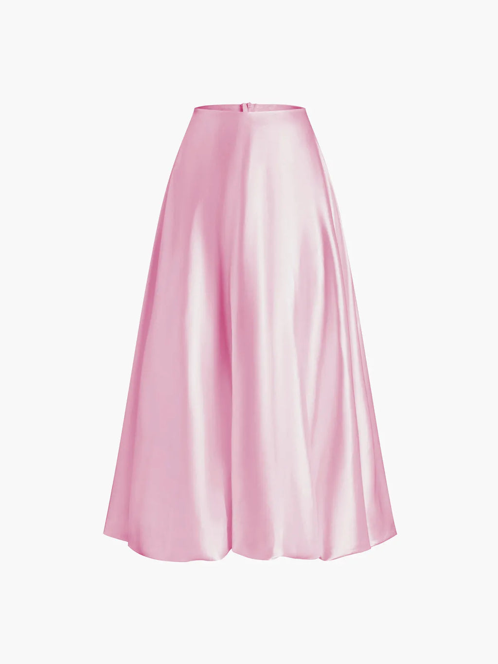 Zippered Satin A-Line Skirt