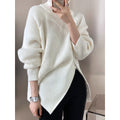 High Collar Zippered Loose Sweater