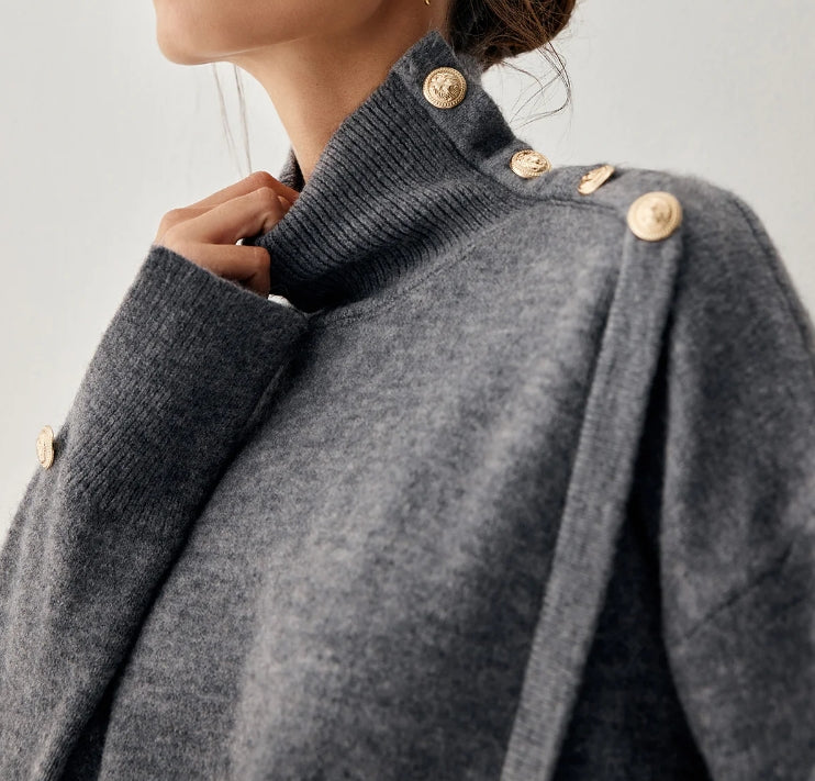 Vintage Buttoned Turtleneck Sweater