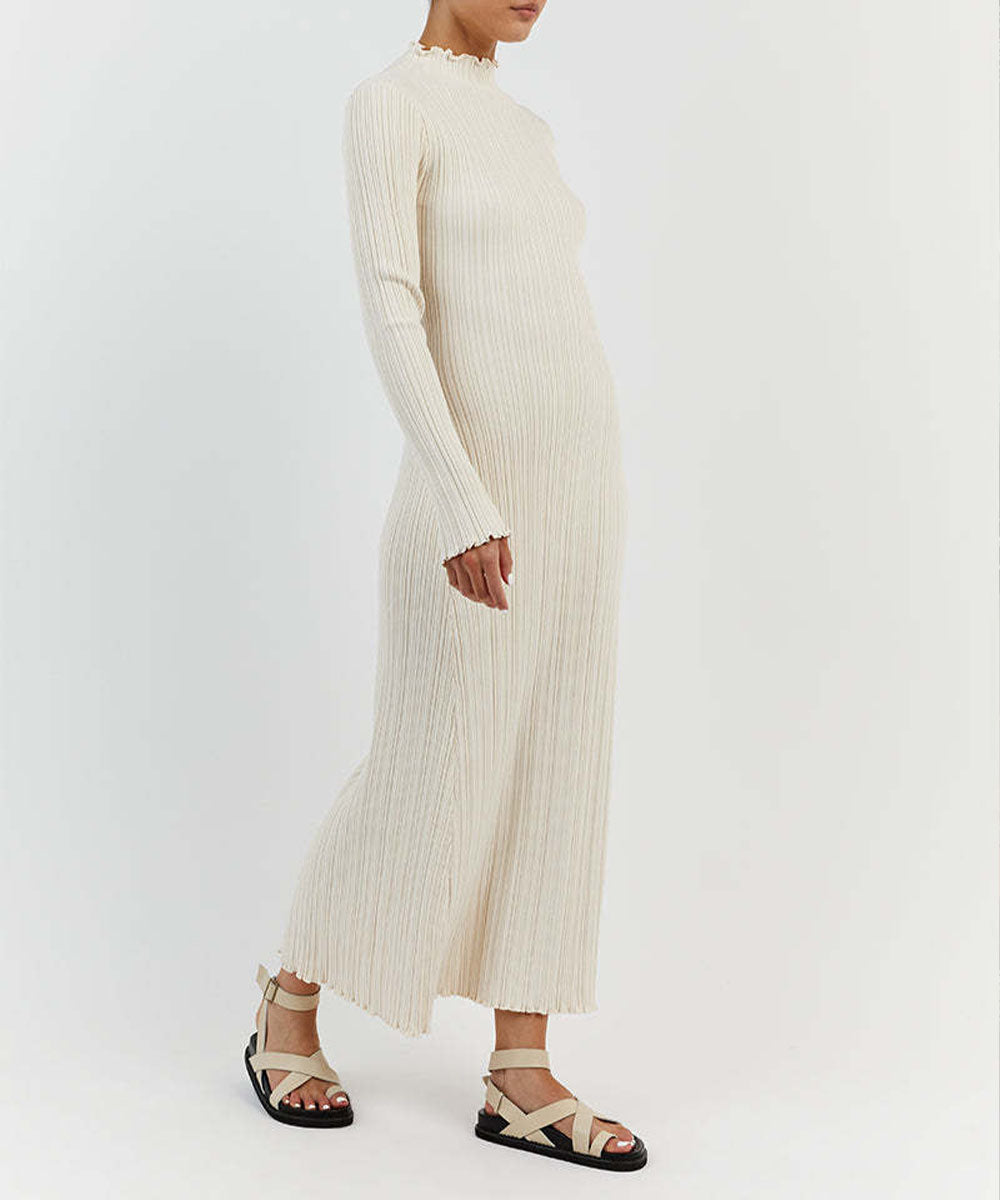 Ruffled Edge Slimming Knitted Dress
