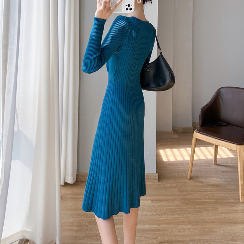 Winter V Neck Slim Casual Dress
