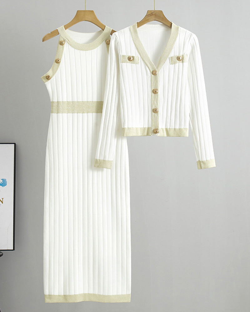 Knitwear Vest Dress Two-piece Set