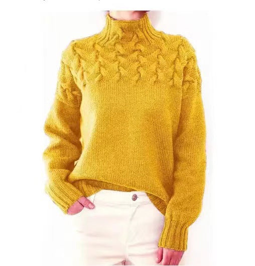 Casual Solid Color Turtleneck Sweater