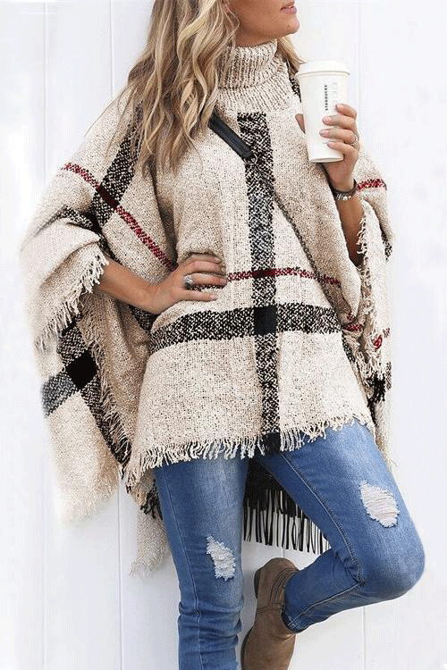 Cerilush Burberry Lattice Cloak Poncho Sweater