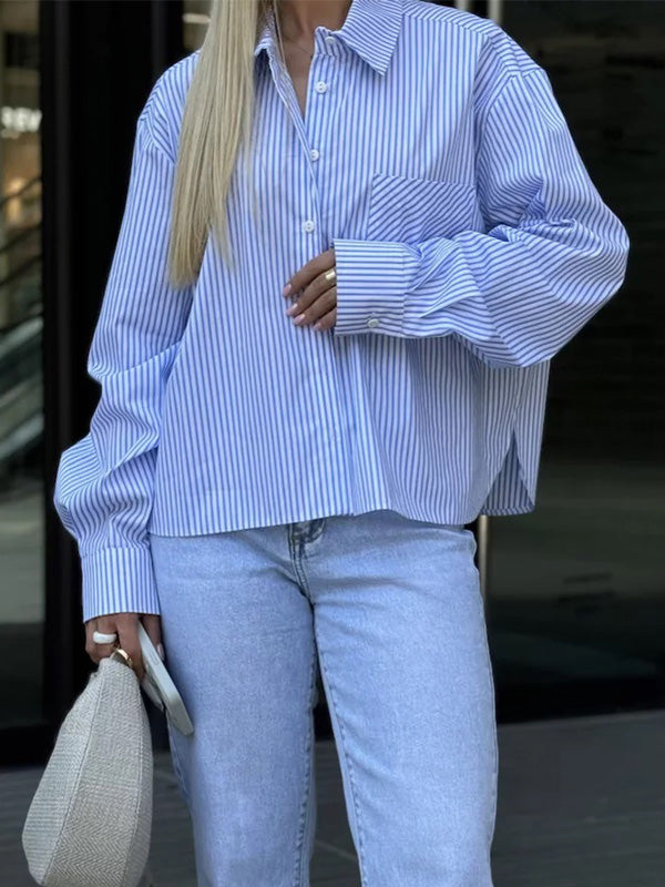 Temperament Striped Printed Shirt