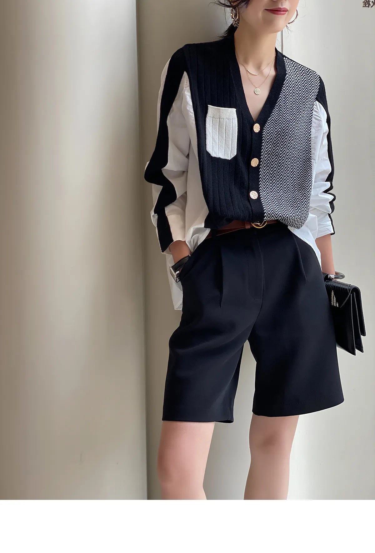 Irregular Shirt Stitching Elegant Cardigan