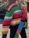 Loose Rainbow Striped Scarf Sweater