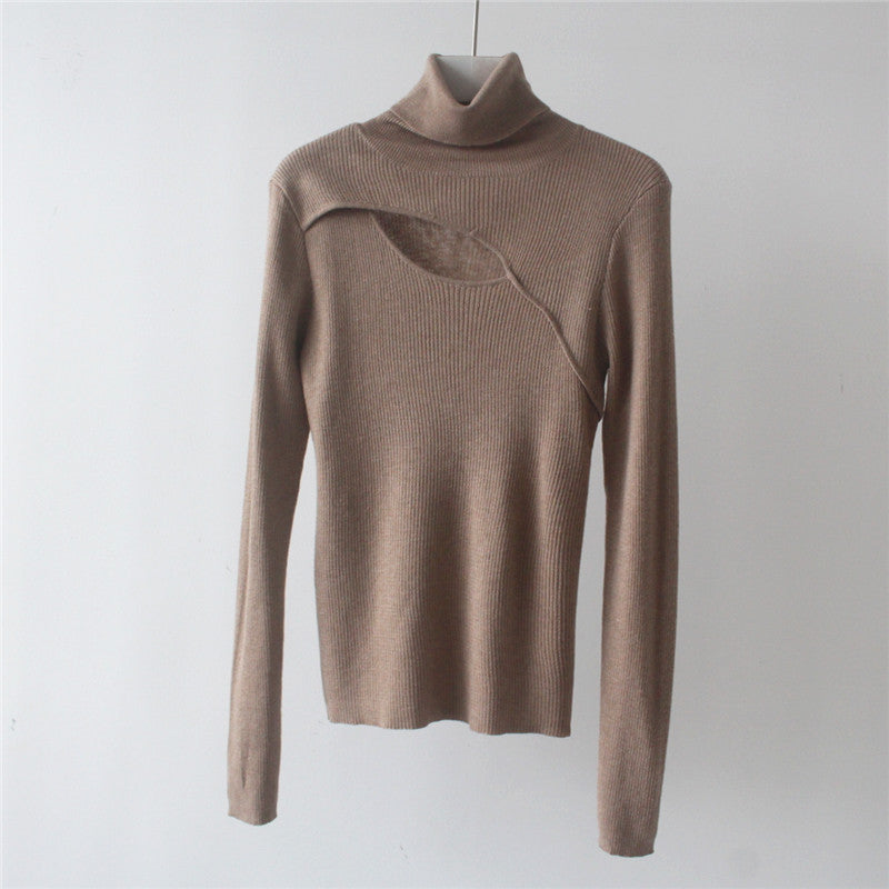 Criss Cross Turtleneck Long Sleeve Knit Top