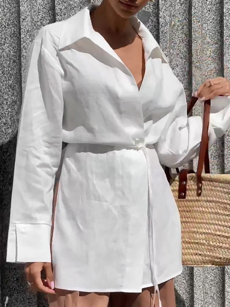 Long Sleeve Lace-Up Commuter Shirt