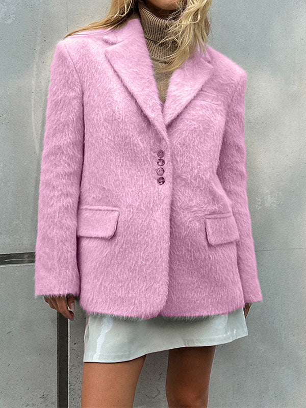 Stylish Lapel Plush Jacket