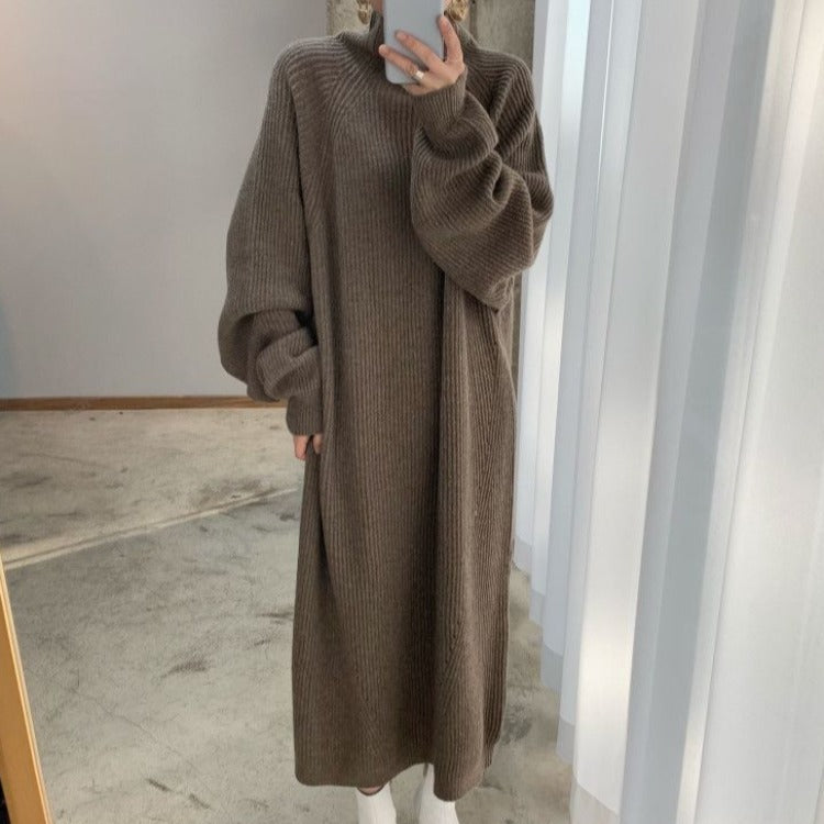 Casual straight sleeve knit dress