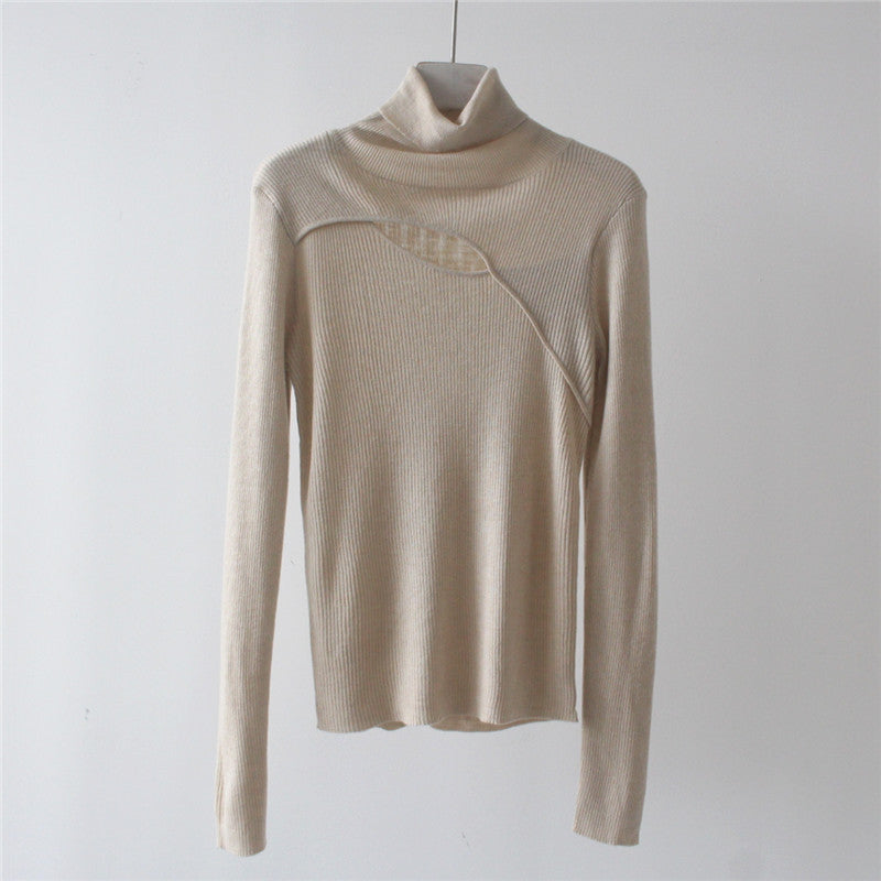 Criss Cross Turtleneck Long Sleeve Knit Top