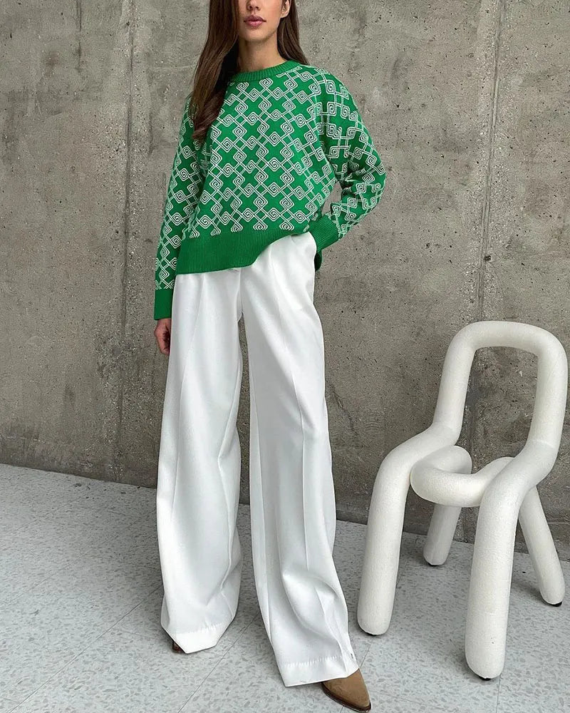 Chic on-trend jacquard sweater