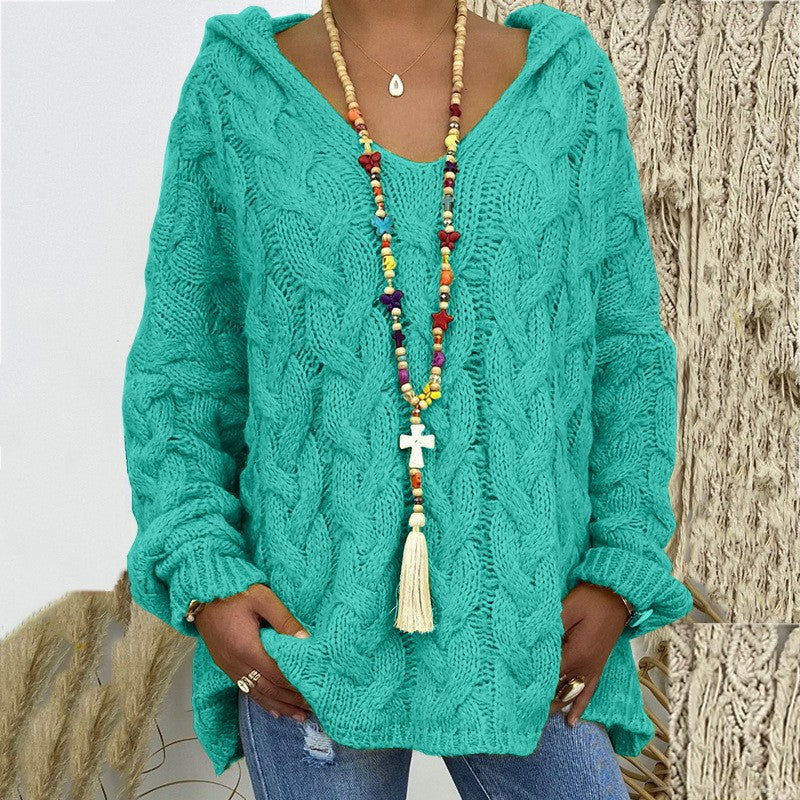 Women's Solid Color Hooded Sweater