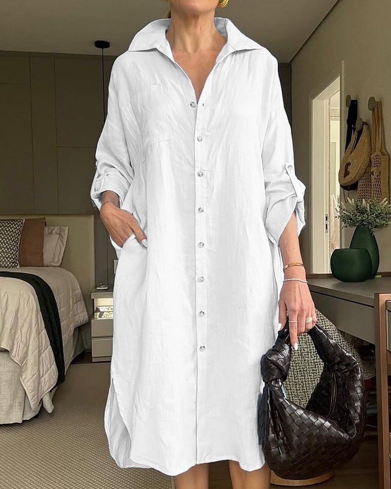 Casual Long Sleeve Shirt Dress