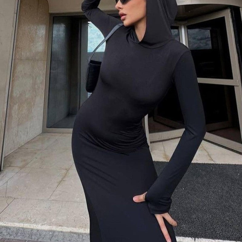 Knitted Hooded Tight Dress