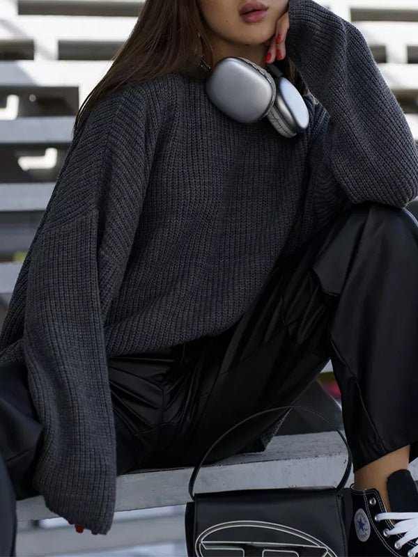 Casual Solid Color Loose Warm Sweater