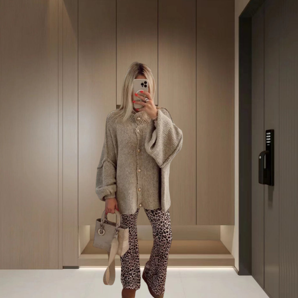 Casual Metal Button Bat-sleeve Sweater Cardigan