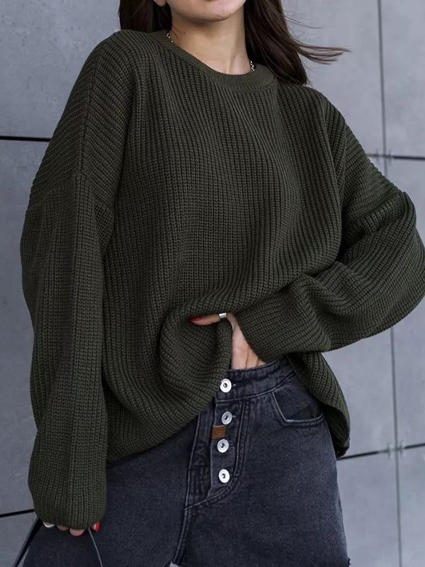 Casual Solid Color Loose Warm Sweater