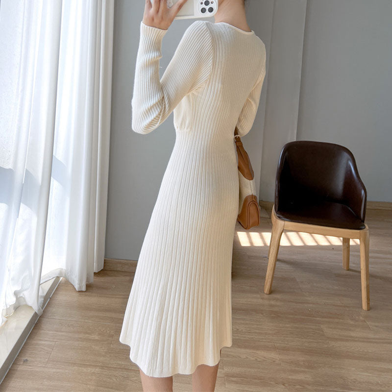 Winter V Neck Slim Casual Dress