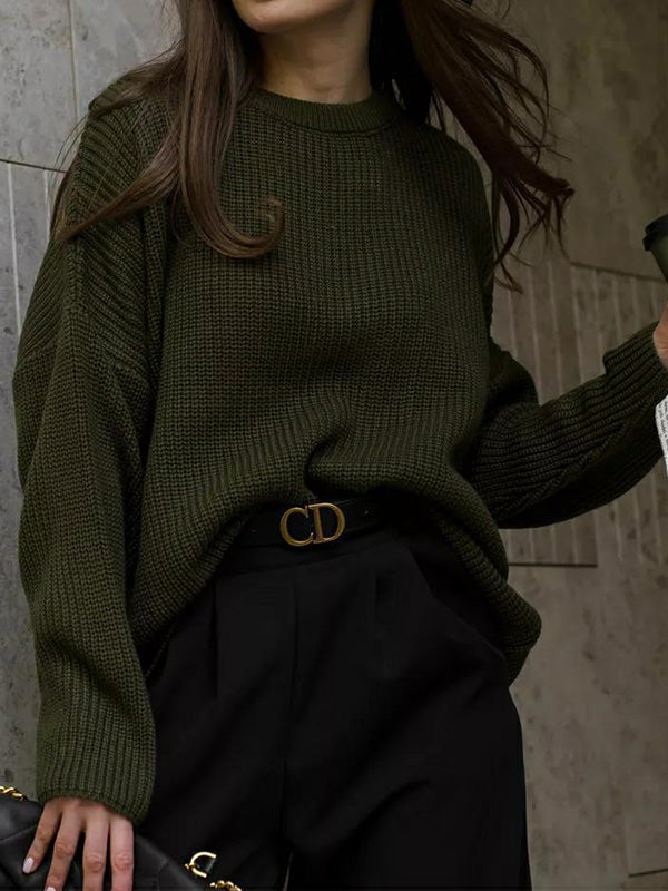 Casual Solid Color Loose Warm Sweater