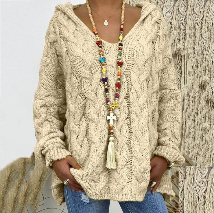Women's Solid Color Hooded Sweater