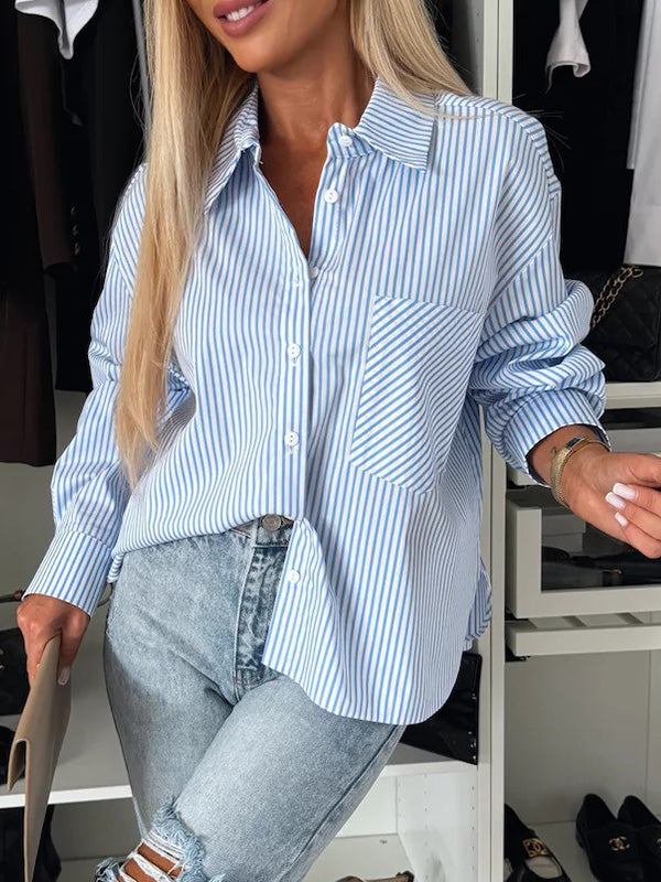 Temperament Striped Printed Shirt