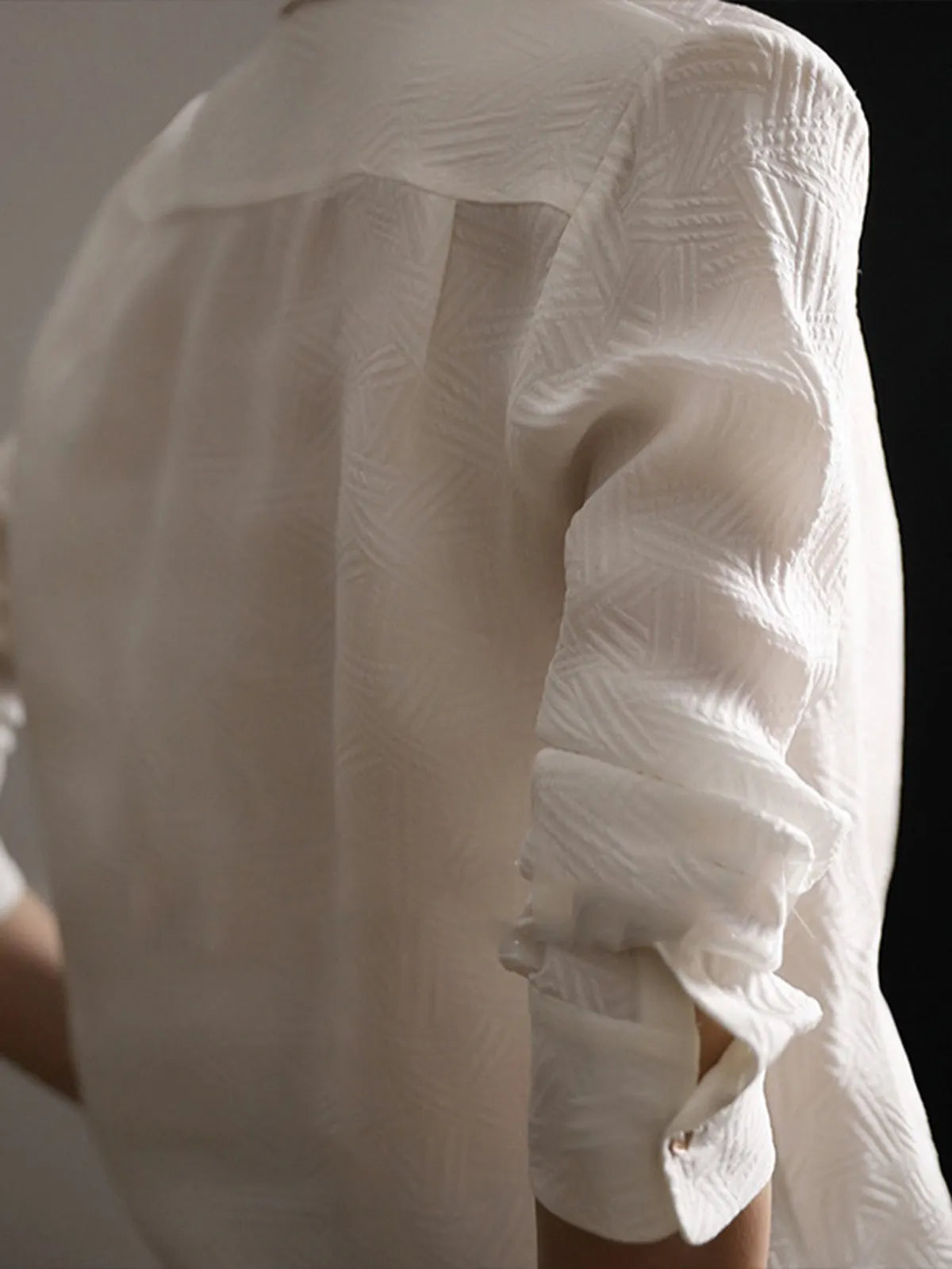 Oversized Ladder Textured Cover Up Shirt
