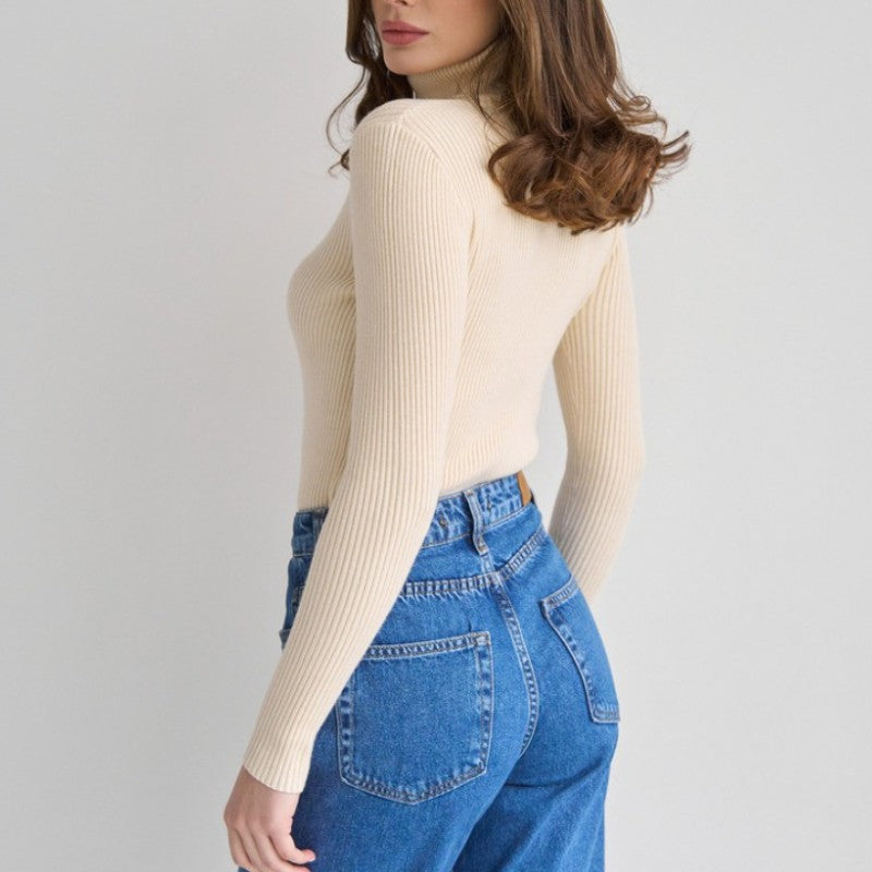 Women's Solid Color Turtleneck Sweater