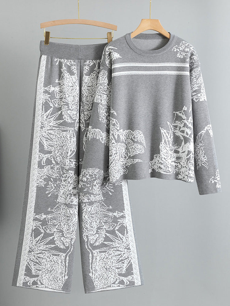 Ink Print Sweater Pants Set