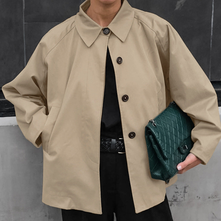 Casual French Lapel Solid Color Jacket