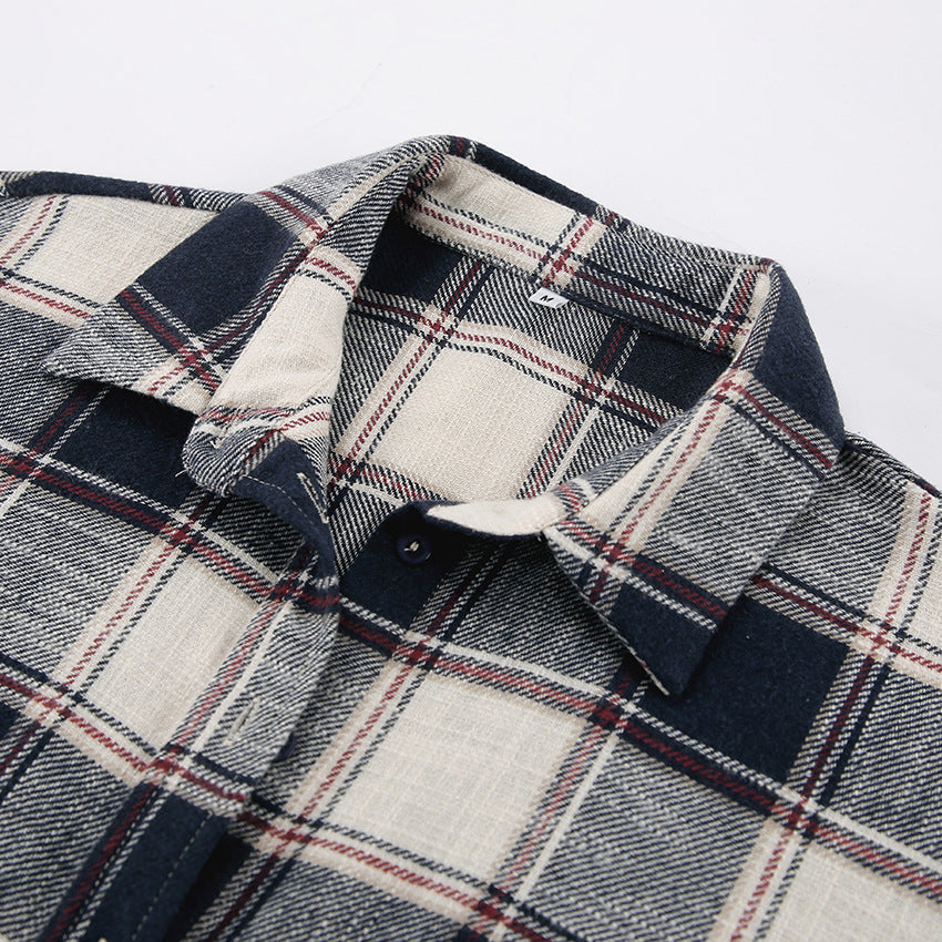 Simple Loose Plaid Shirt