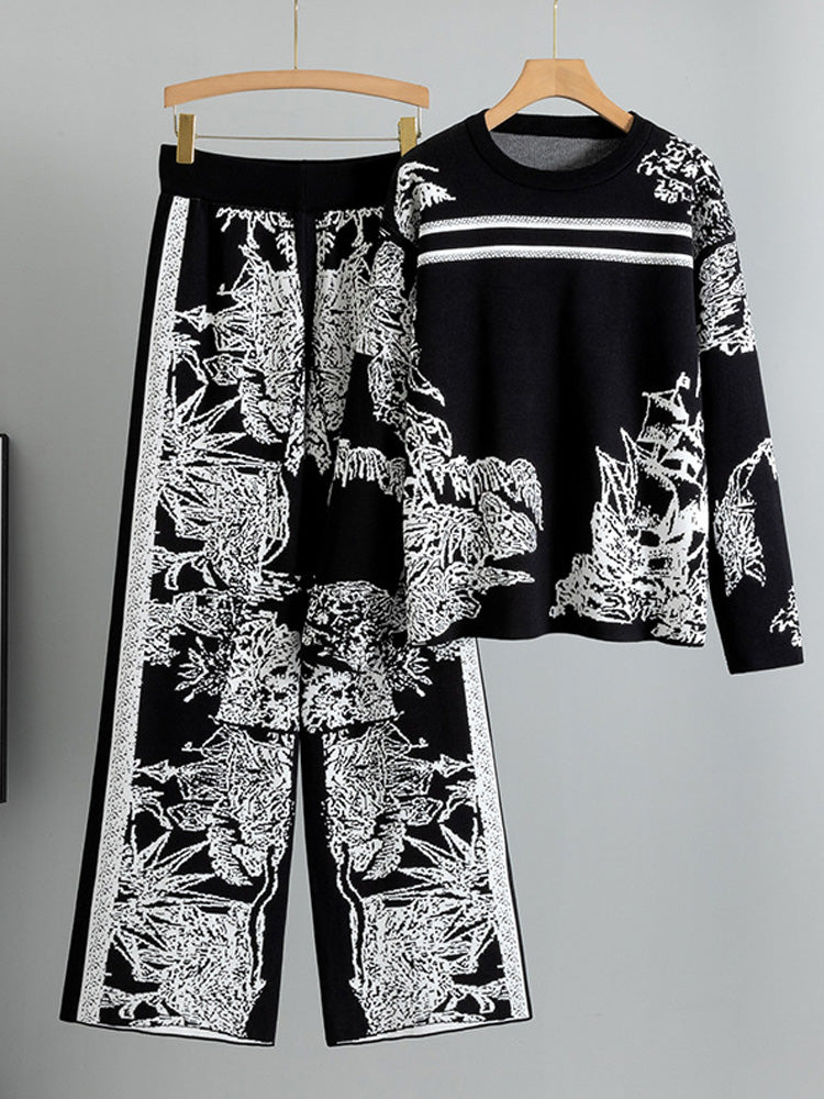 Ink Print Sweater Pants Set