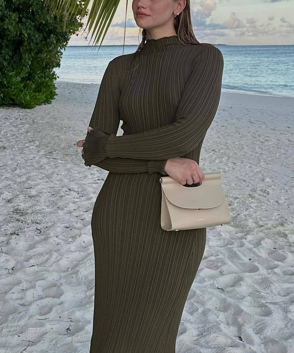 Ruffled Edge Slimming Knitted Dress