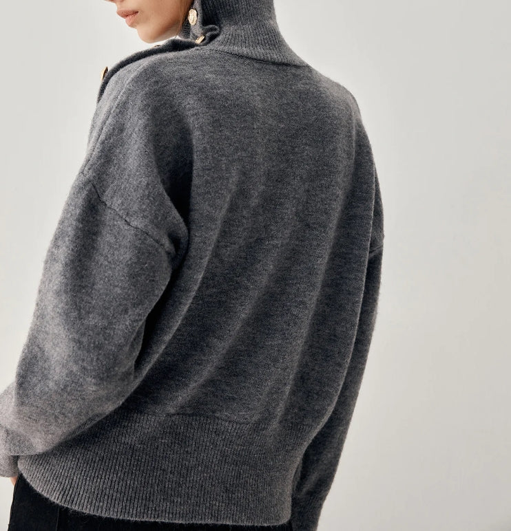 Vintage Buttoned Turtleneck Sweater