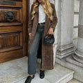 Khaki Double-Breasted Lapel Coat