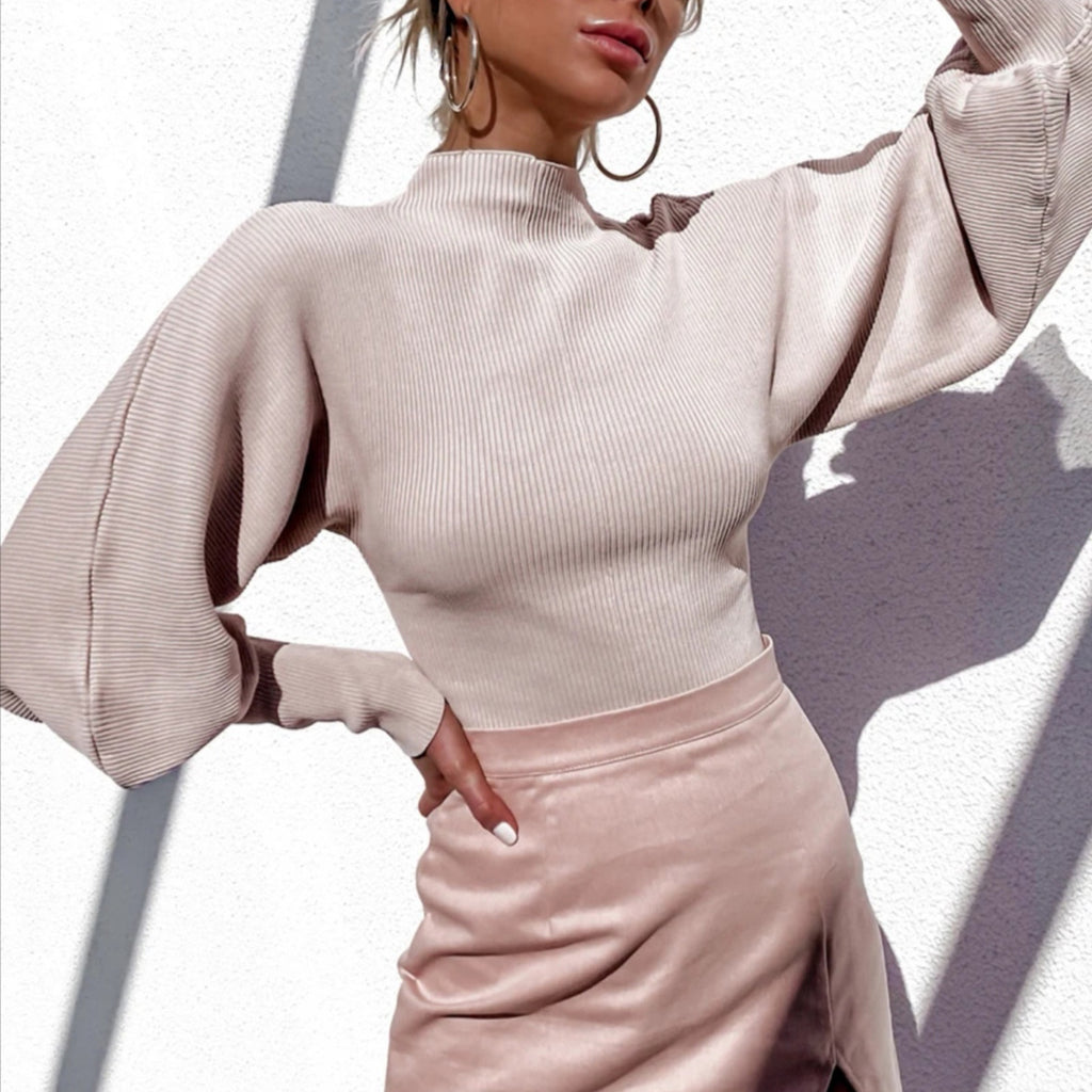 Casual Balloon Sleeve Turtleneck Sweater