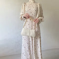 Elegant Floral Bishop Sleeve Maxi Dress