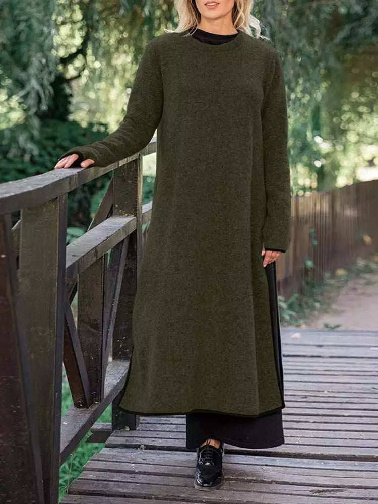 Autumn winter loose plus size knitted lace dress