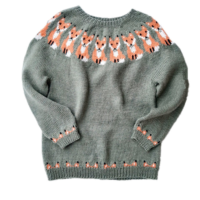Chic Fox Pattern Printing Crew-neck Sweater