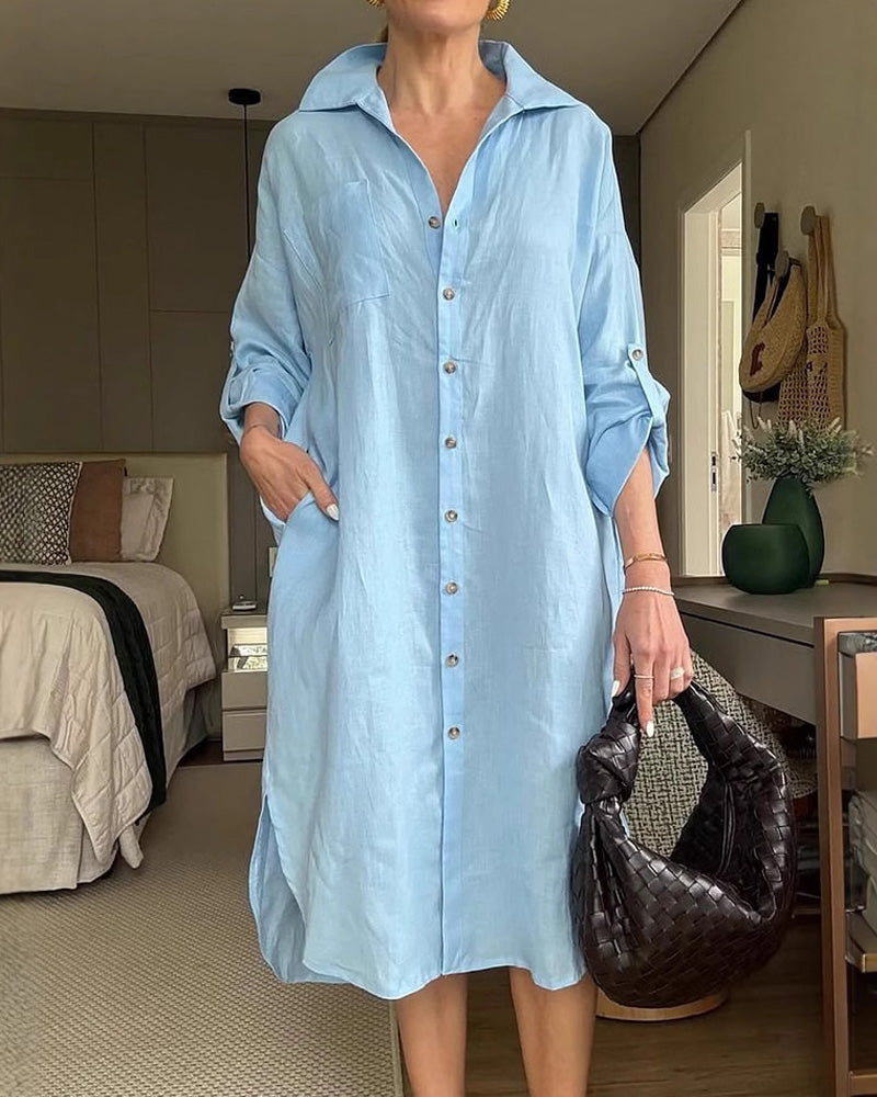 Casual Long Sleeve Shirt Dress