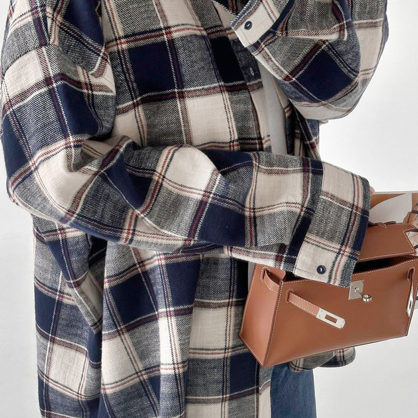 Simple Loose Plaid Shirt