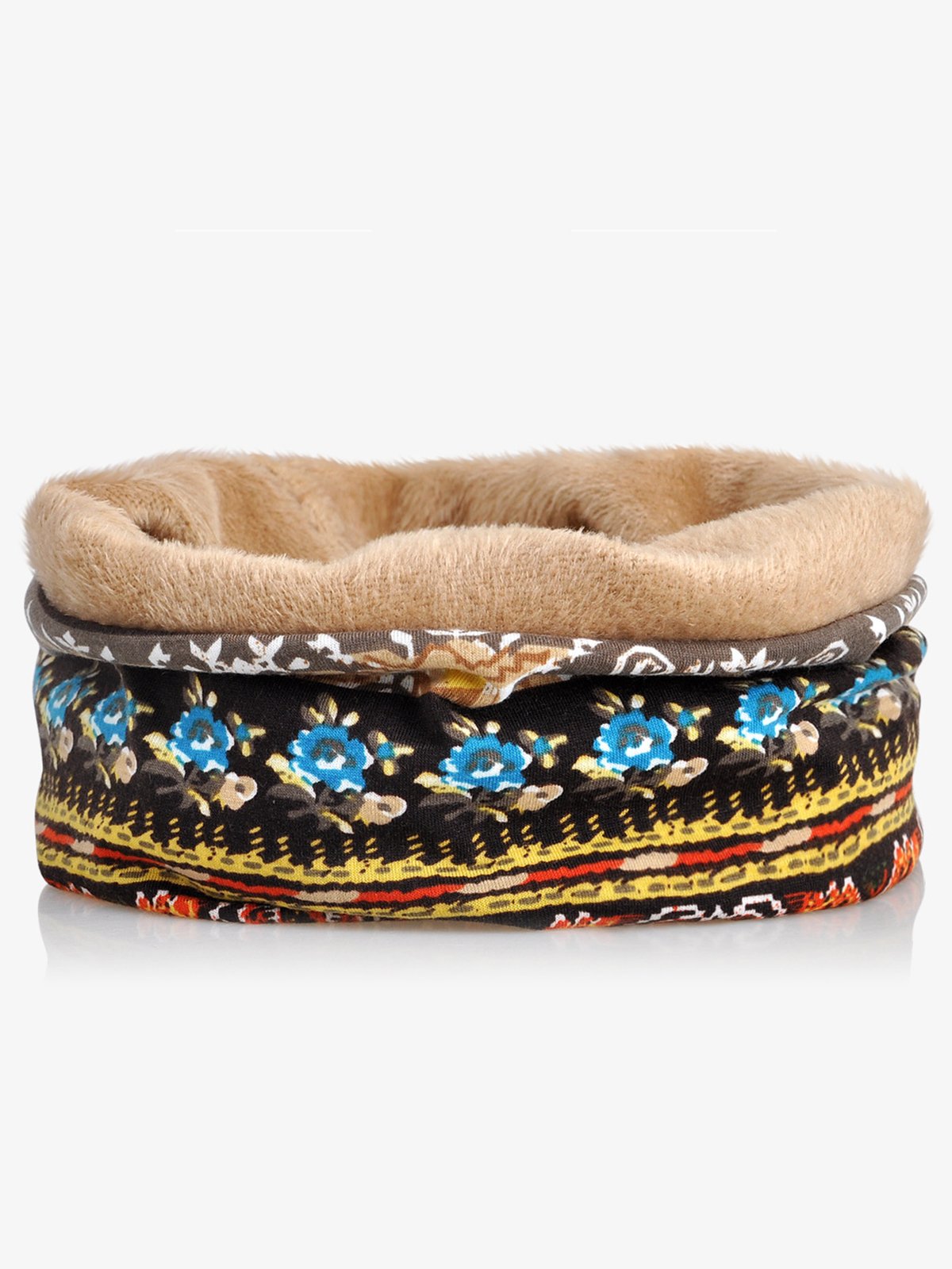 Retro Tribal Printed Fleece Dual Use Scarf Beanie Hat