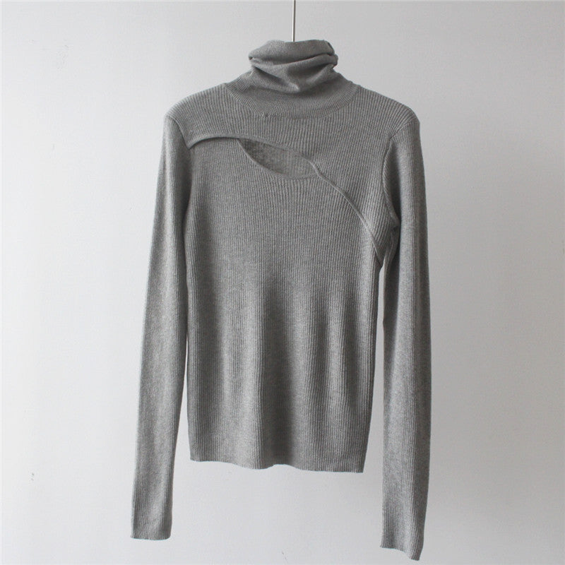 Criss Cross Turtleneck Long Sleeve Knit Top