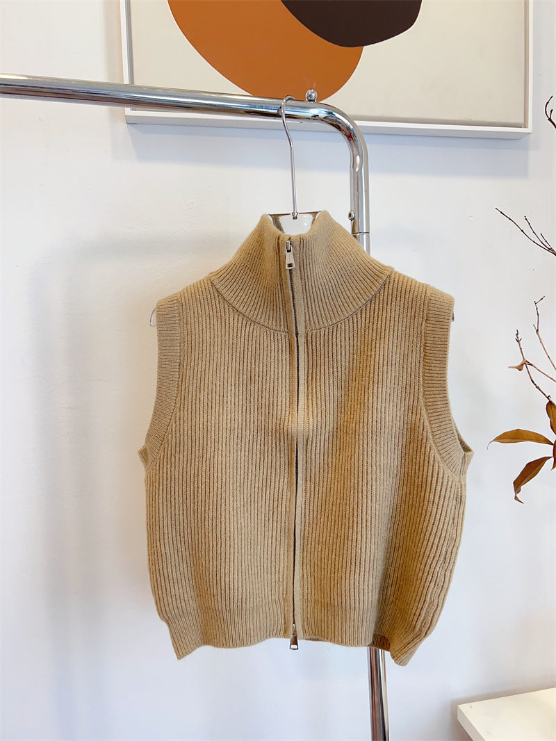 Two Way Zip Mockneck Sweater Vest