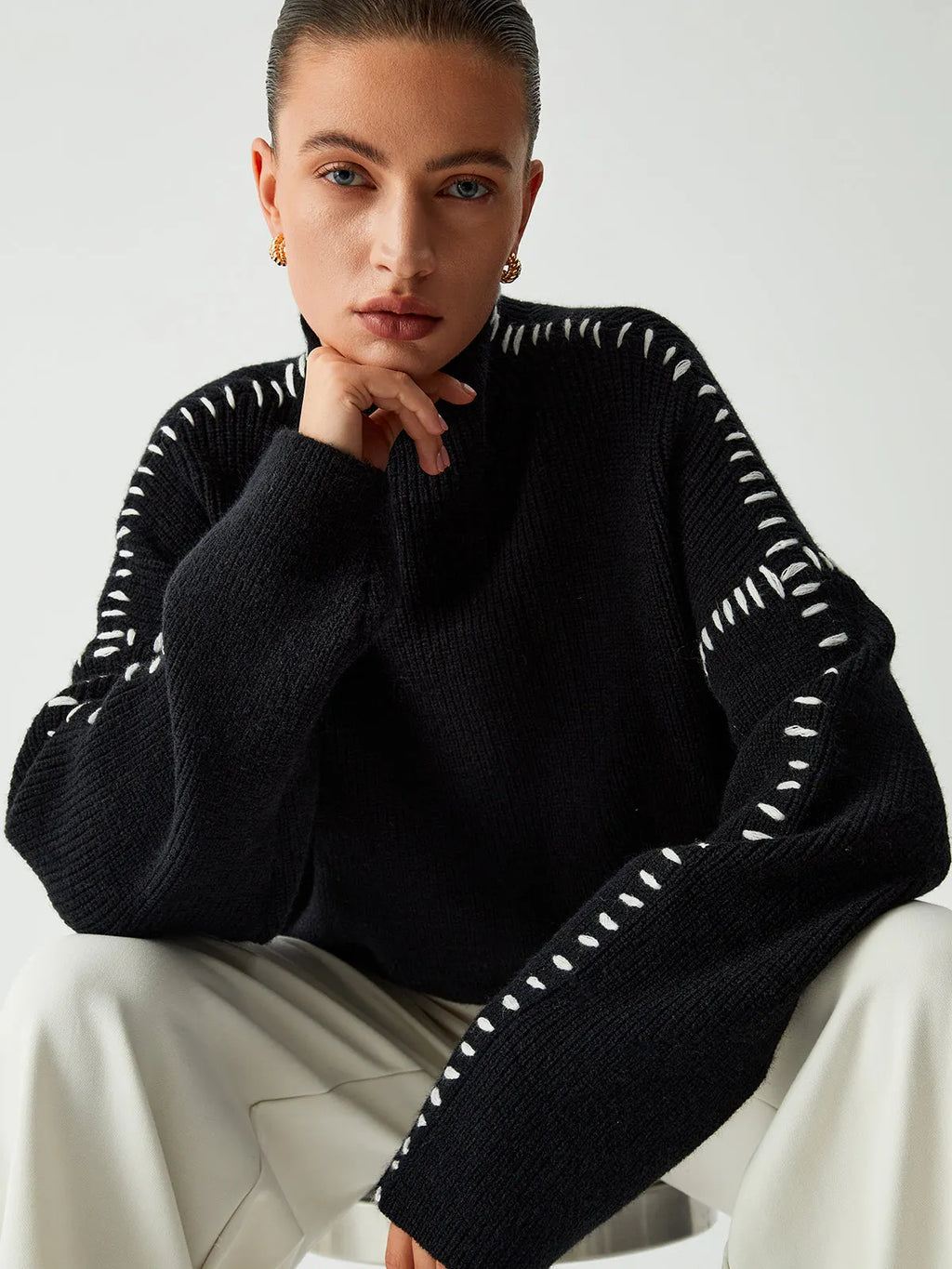 Shift The Focus Oversized Mockneck Sweater