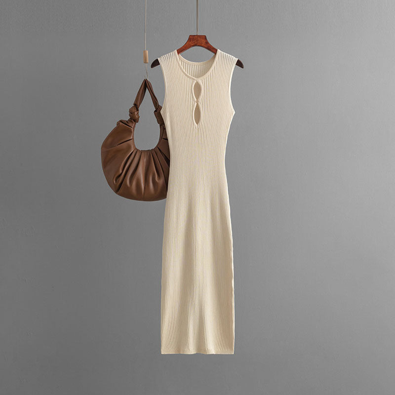 Sexy Hollow Sleeveless Round Neck Slim Fit Dress