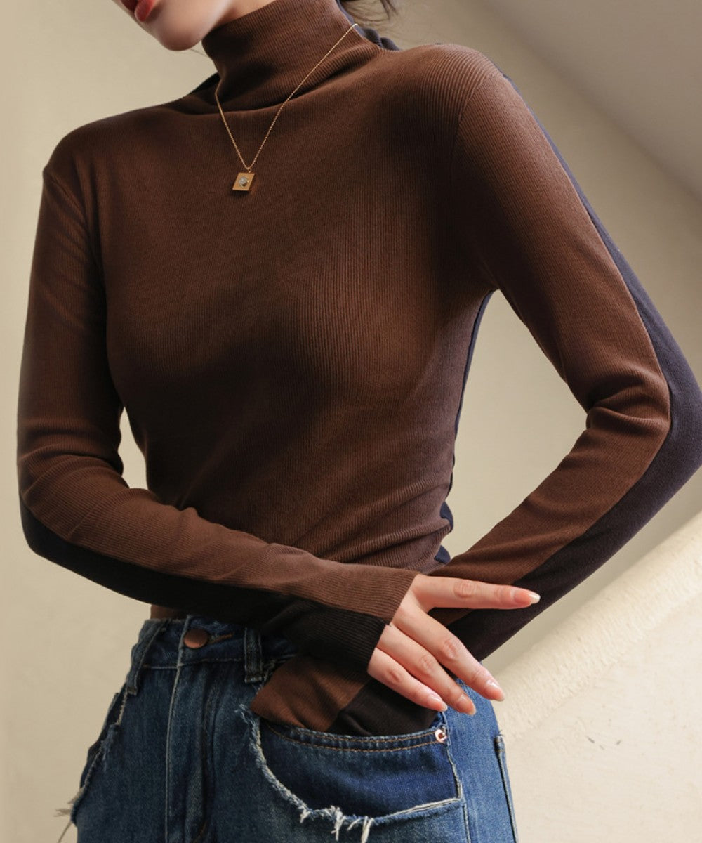 Women's High -necked Color Base Shirt