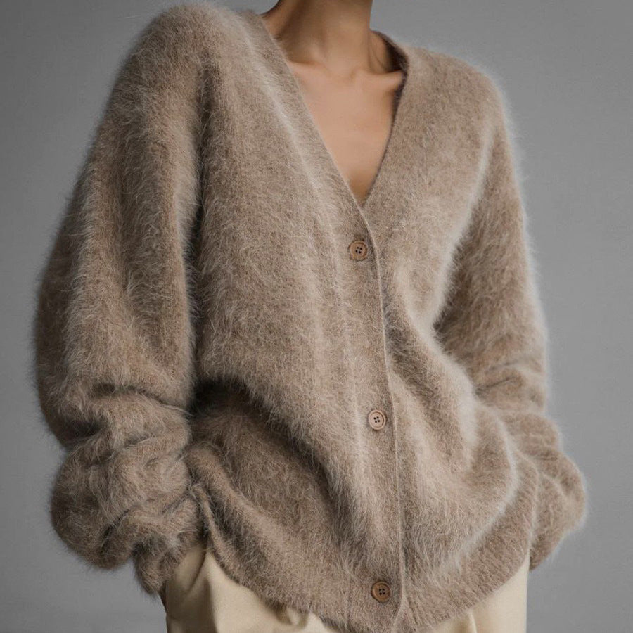 Stylish Loose Solid Color Cardigan Sweater