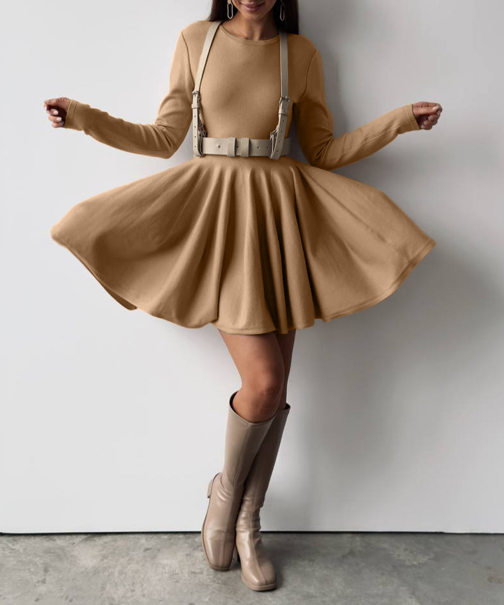 Round Neck Waist Knitted Dress